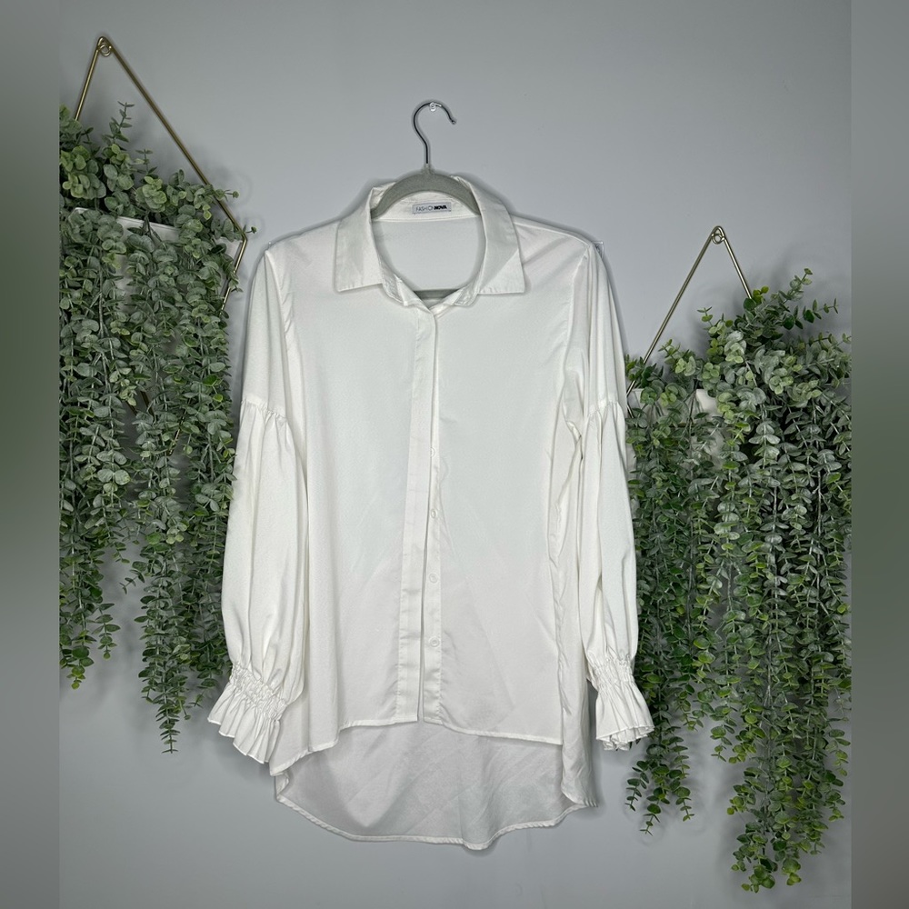 FashionNova White Dress shirt  size L